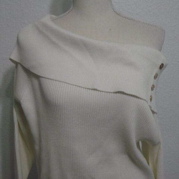 TOMMY HILFIGER Sweater Women's Size XXL White Ribbed Off-the-Shoulder Ivy NWT - Picture 10 of 11